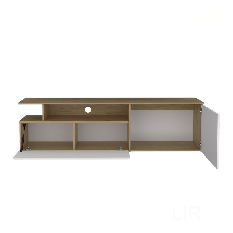 Meuble télé moderne avec capacité de 60 pouces, 2 portes et 4 tablettes pour un rangement polyvalent et un design élégant