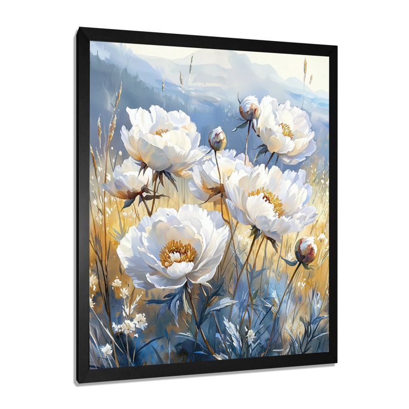 Bartram - Floral Wall Art, Noir, noir, noir, noir, H 20 po x l 12 po, Reproduction encadrée d'une seule photo