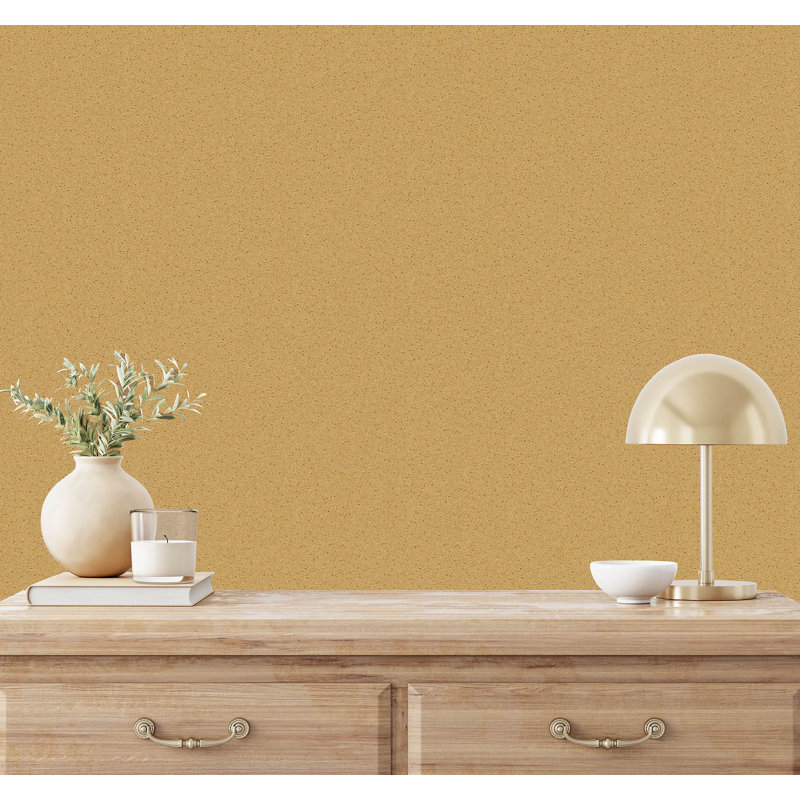 Evelina 10.05m x 70cm Textured Metallic Finish Wallpaper Roll, Gold