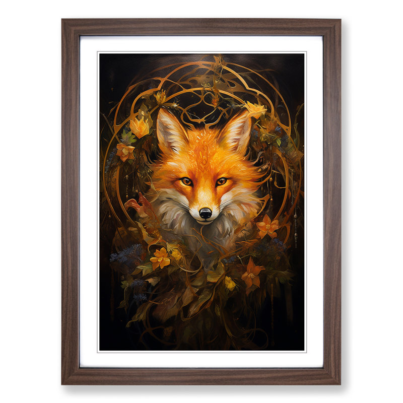 Single Picture Frame Print on Wood, 64cm H x 46cm W, Walnut Framed