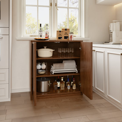 Armoire de rangement en bois de sapin massif, tablettes réglables, buffet anti-basculement