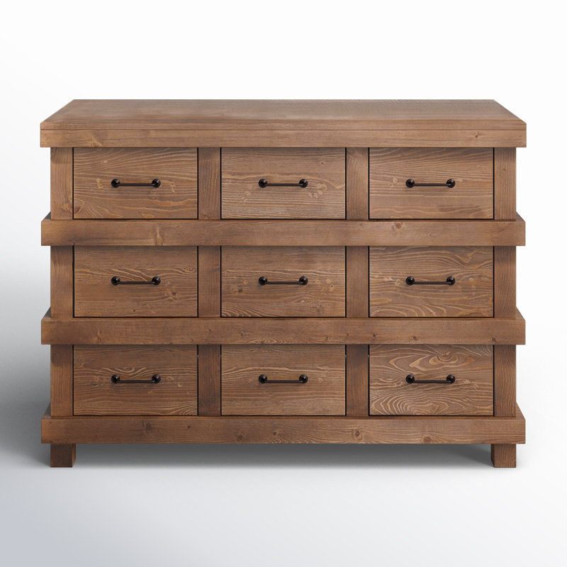 Commode double 9 tiroirs Buckmaster, Brun / chêne
