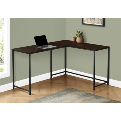 Computer Desk, Home Office, Corner, 58"L, L Shape, Work, Laptop, Brown Laminate Metal, Contemporary, Modern