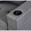Canapé d'angle gris imitation lin pour salon - 4 places avec méridienne et porte-gobelet - Confortable et pratique