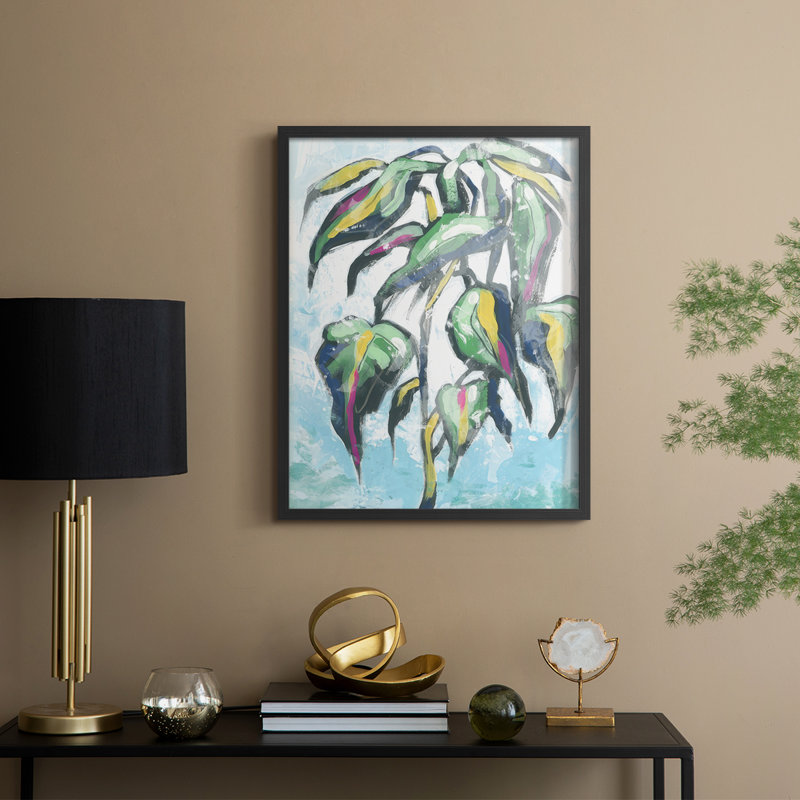 «Candy Palm Fresco IV», reproduction encadrée - bois massif, H 21 po x l 17 po, Noir, noir, noir, noir