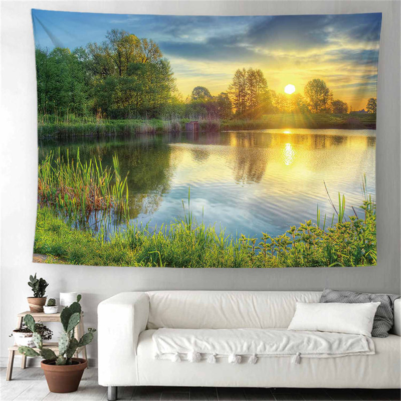 Polyester lever de soleil sur le lac de Pologne avec accessoires de suspension inclus