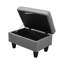 Repose-pieds de rangement moderne en cuir gris foncé avec repose-pieds (l 34 po)