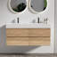Meuble-lavabo de 48 po (24 po * 2) avec lavabo en quartz blanc et tiroirs en chêne brut, meuble-lavabo mural flottant, lavabo une pièce sans drain ni robinet-131580798-131580803-131580800