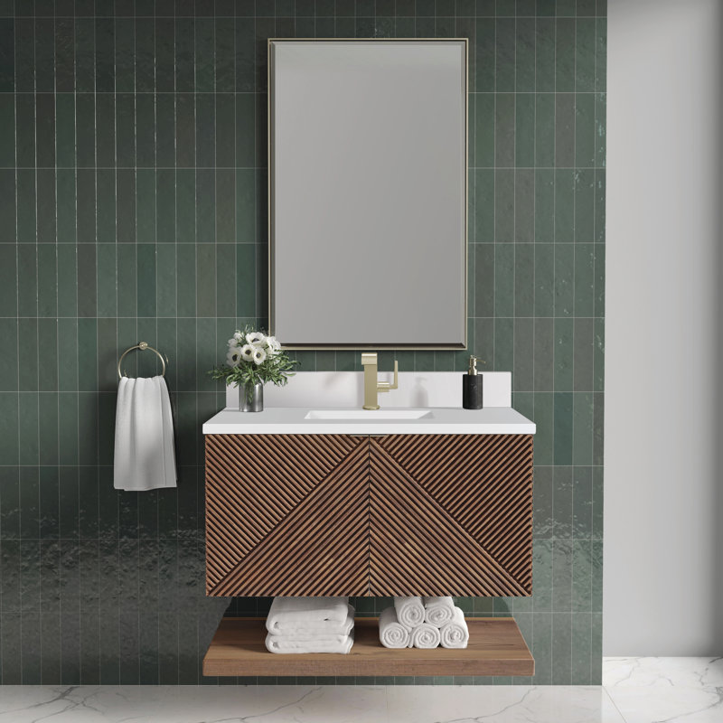 Marcello 36'' W Single Vanity, White Zeus, Single-Hole