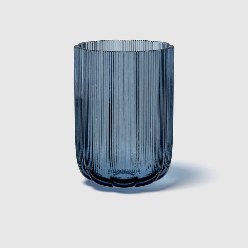 Villeroy & Boch Fleur Vase, Dishwasher Safe, Mouth-Blown and Handmade Glass, Blue, 8.75"