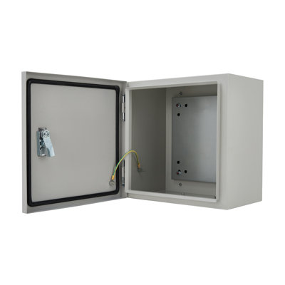 NEMA 4X/IP66/IP67 Waterproof & Dustproof Stainless Steel Electrical Box – 12 x 12 x 8 in Lockable Wall-Mounted Enclosure with Mounting Plate & 2 Keys, Rustproof Cabinet – Grayish White (Suzhou)