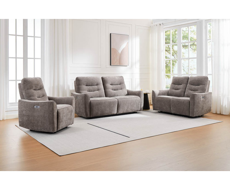 Cupar Electric Power Fabric Reclining Sofa , 2