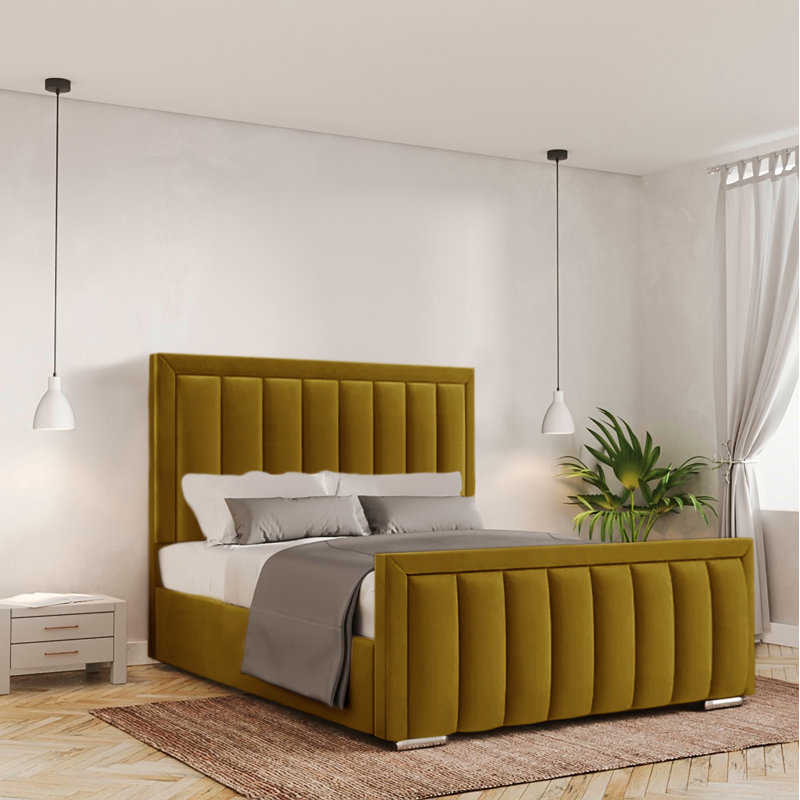 Bhopal Upholstered Ottoman Storage Bed, Double (4'6), Turmeric