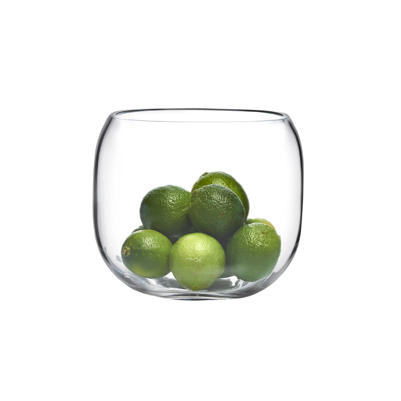 Mono Box Handmade Lead Free Crystal Table Vase, Clear, 6.42" H x 7.28" W x 7.28" D