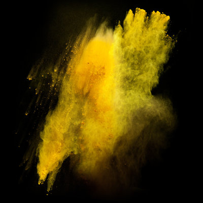 Yellow Powder Over Black - Wrapped Canvas Print