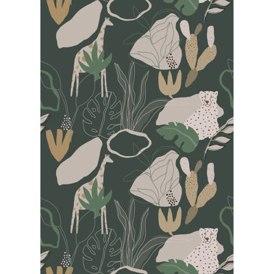 Day Dreamers Collection Safari 78.7-Inches Wide x 9.3-Feet High 4-Panel Wall Mural