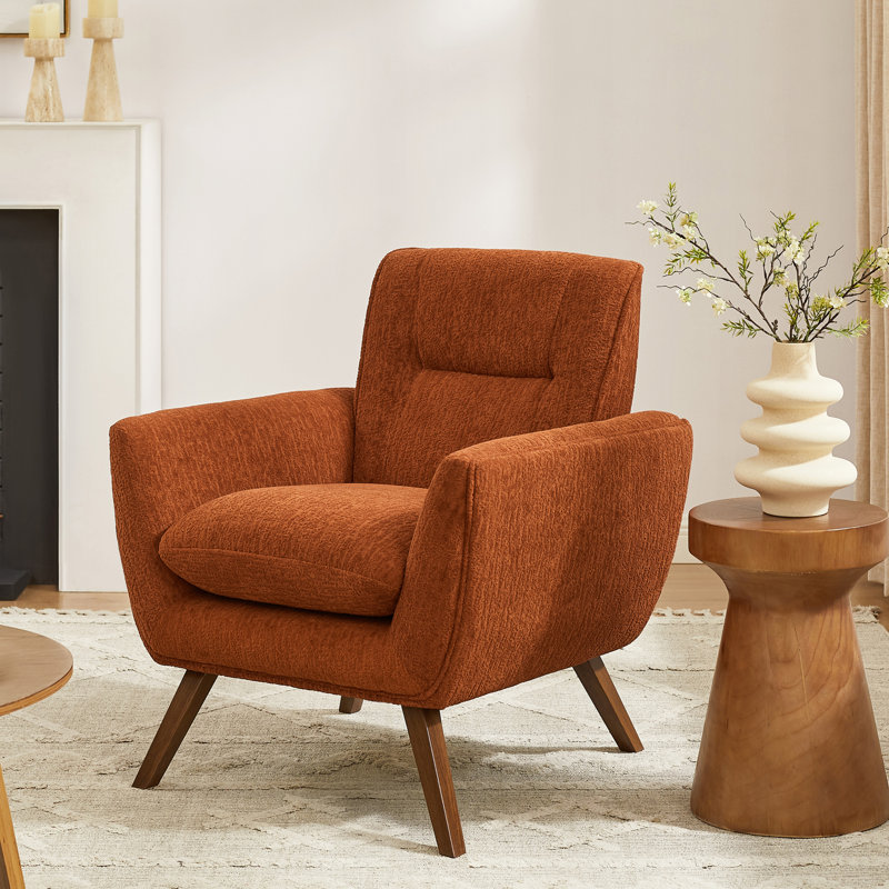 Robertia 32.68" W Upholstered Tufted Armchair, Orange Fabric