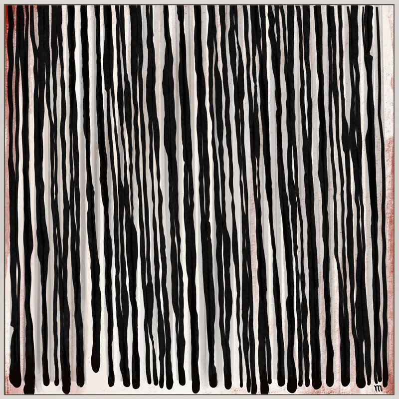Black Waterfall by Marco Marella For Studio M, 24" H x 24" W, White Canvas Framed