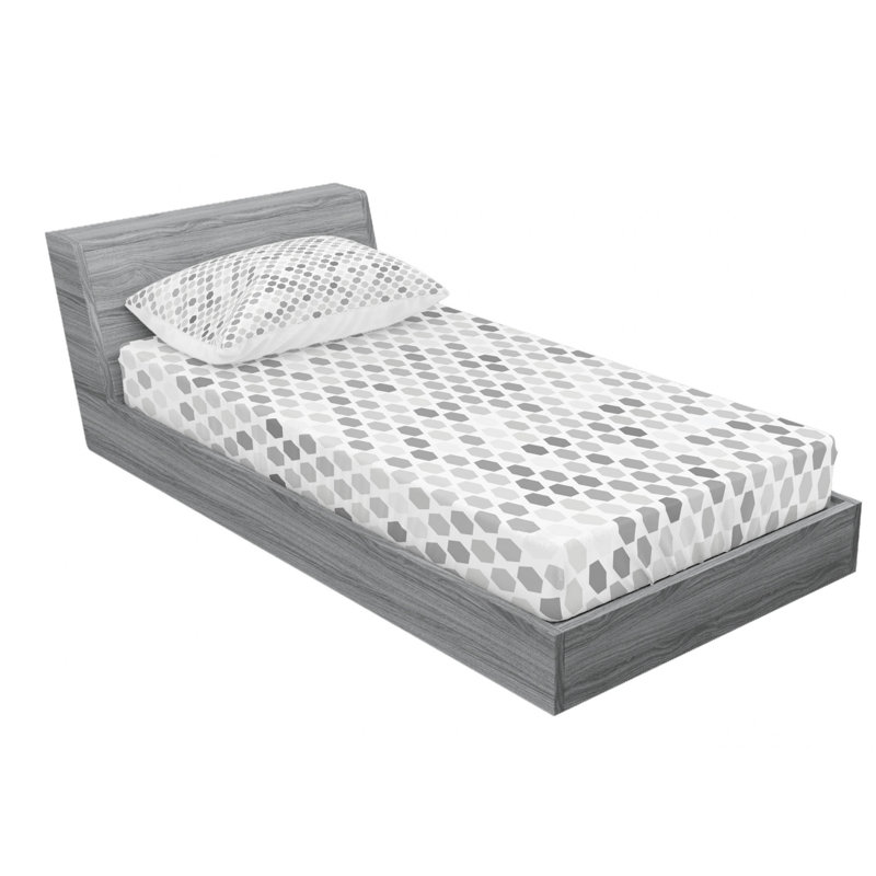 Microfiber Geometric Sheet Set, Twin Sheet Set with Fitted Sheet, Gray Geometric
