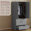 Modern 2 Door 3 Drawer Wardrobe with Hanging Space for Bedroom Storage & Organisation-2047422369