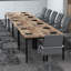Table de conférence modulaire de 192 po de largeur avec plateau en grain de bois et pieds en métal, 16 po et plus 192 po-1729785100