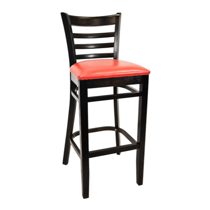 29" Solid Beechwood Bar Stool, Red, Black