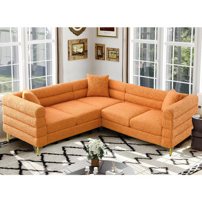 Ramirah 81.5“ L-Shaped Corner Sectional Couch with 3 Pillow by Mercer41