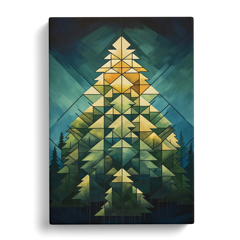 Pine Tree Geometric - No Frame Print, 76cm H x 50cm W x 3cm D