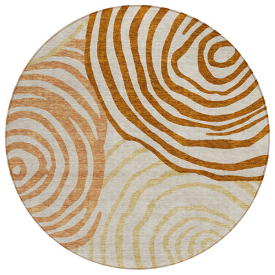 Tapis extérieur rond lavable en cuivre et doré 8 pi Terra Cotta