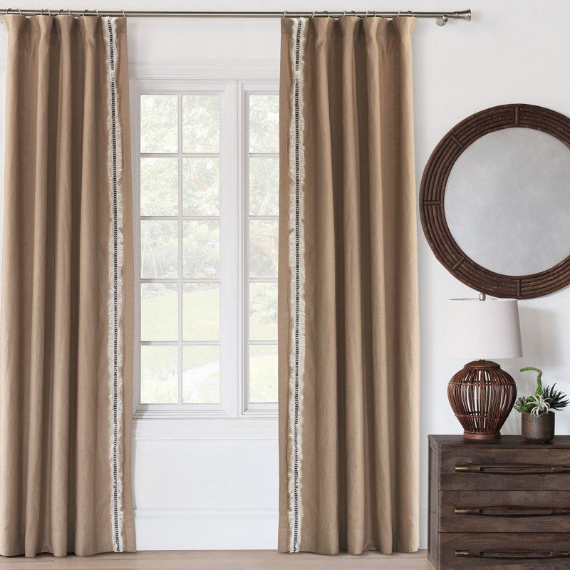 Naya 100% Linen Room Darkening Curtain Single Panel, Left, 48" W x 120" L