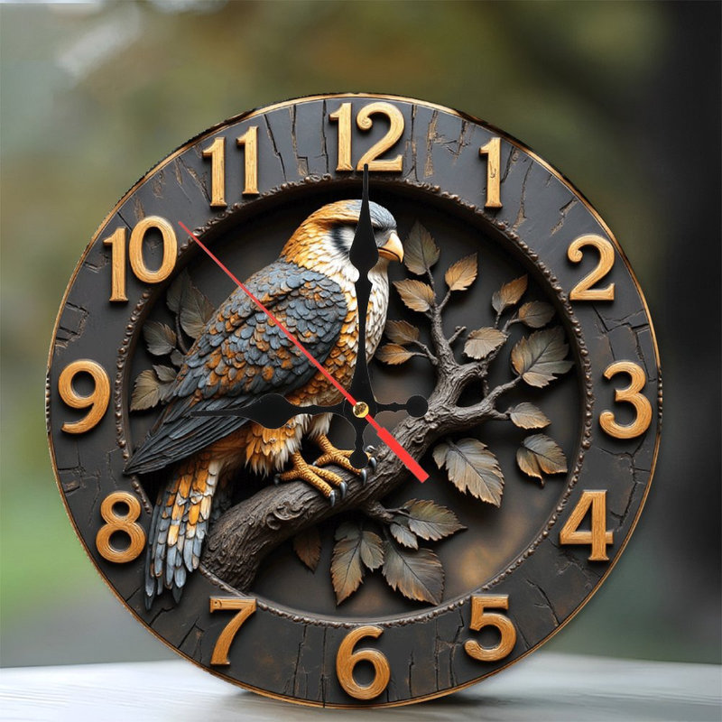 Artistic Wall Clock with Bird and Leaf Designs