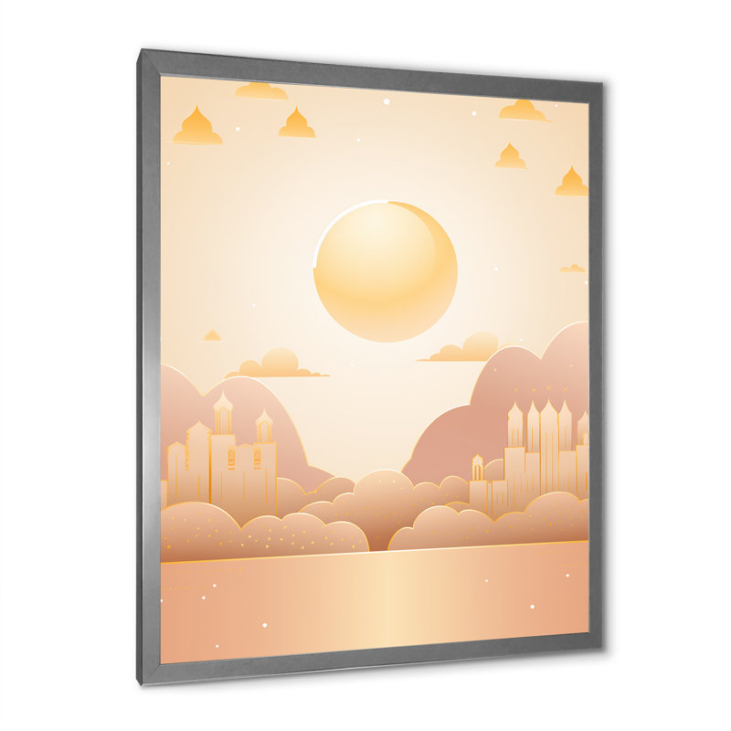 «Charmant Oriental City Boho In Retro Pastel I», reproduction d'art sur toile, Cadre simple argenté