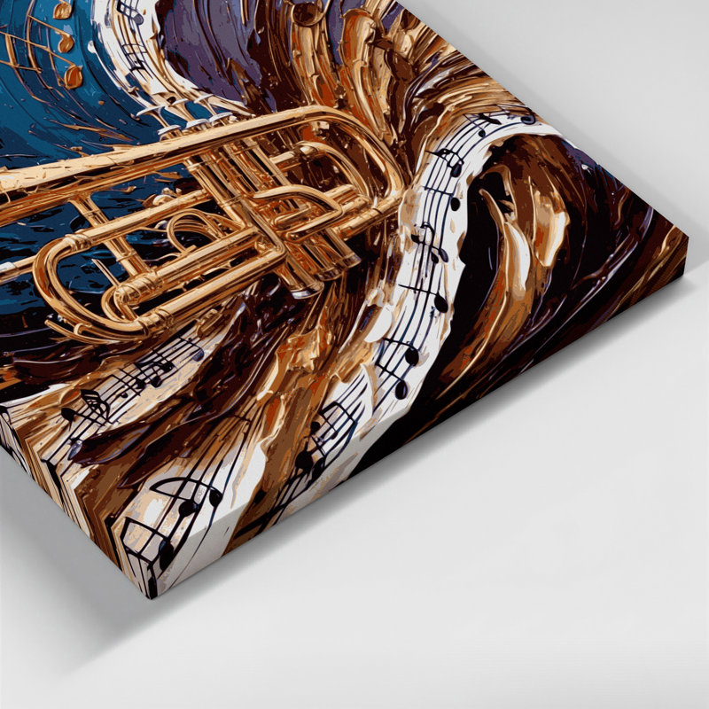 «Music Trombone», art mural sur toile noire, H 12 po x l 18 po
