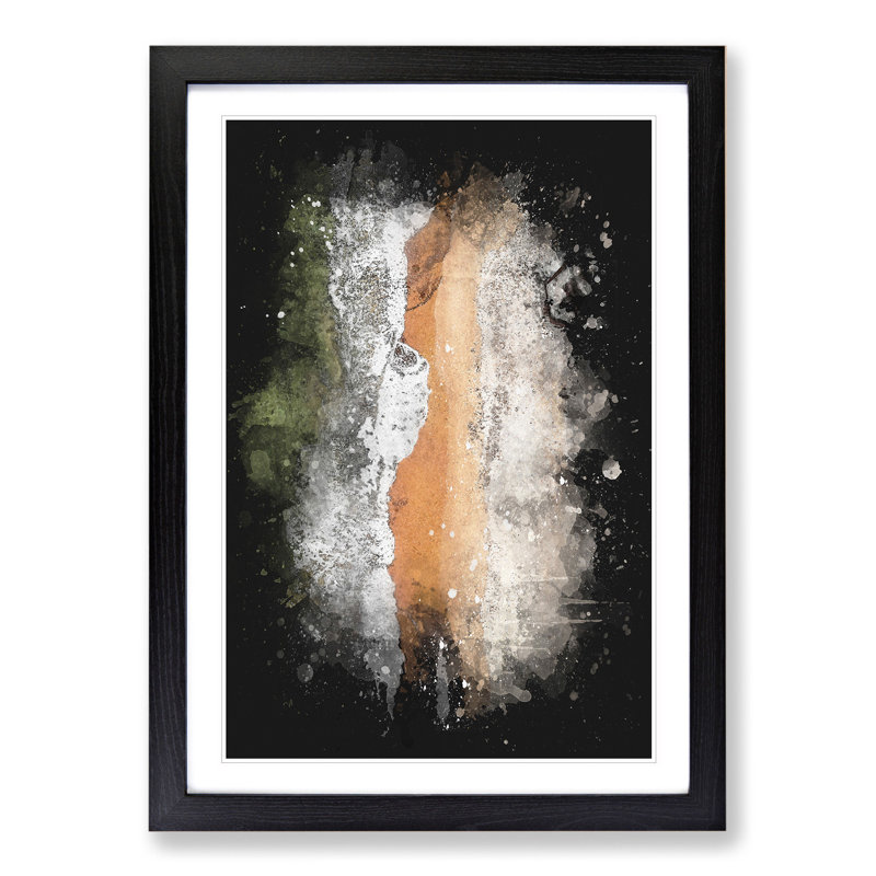 Aberdeen Beach in Scotland Paint Splash - Picture Frame Graphic Art, 90cm H x 65cm W x 2cm D, Black