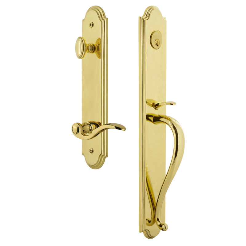 Complete Inactive Arc Dummy Handleset with Bellagio Lever and Rosette, Lifetime Brass, Right