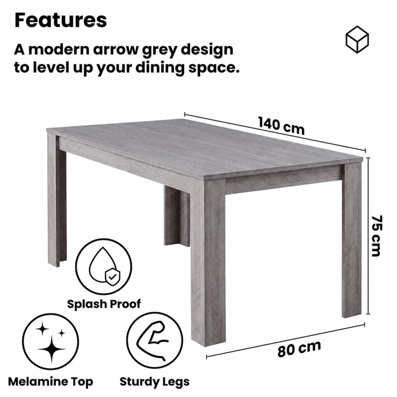 Mirsada 4 - Person Dining Set, 75 x 140 x 80 cm