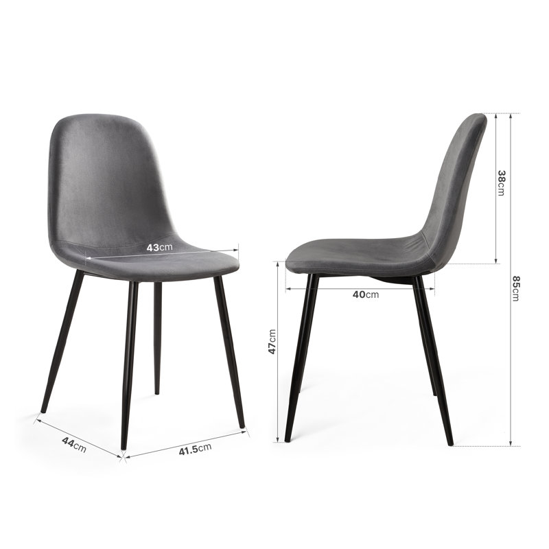 Sidon 47cm H Velvet Upholstered Metal Side Chair, Grey