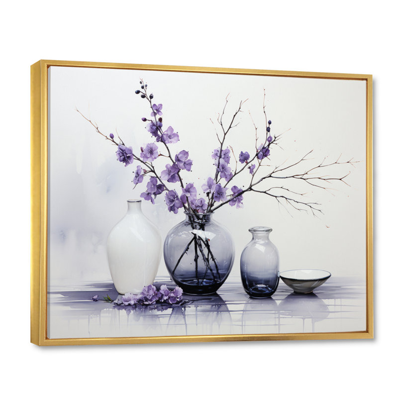 Mauve gris minimalisme équilibre et poterie de contraste - Impressions encadrées minimalistes, H 16 po x l 32 po x P 1 po