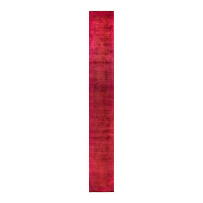 Dacian One-of-a-Kind 3' 2" X 22' 7" New Age Runner Wool Area Rug Pink