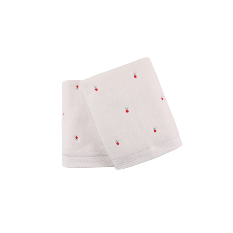 Ensemble de serviettes de bain 100% coton 2 pièces Jeylah, Blanc /Rouge