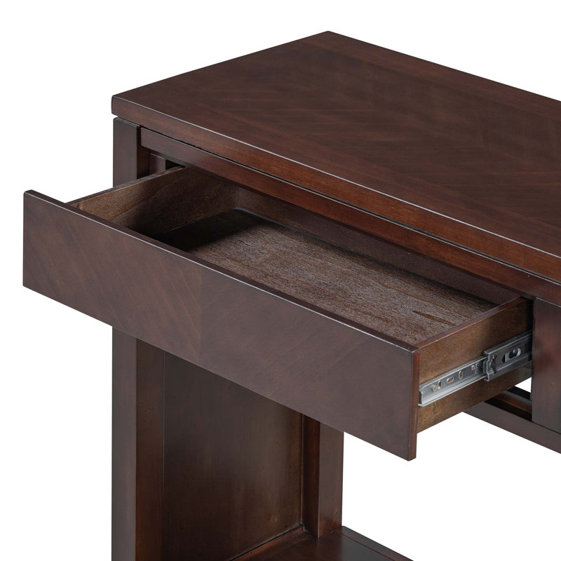 55" Rustic Wooden Entryway Console Table With Storage Drawers & Open Shelf, Espresso