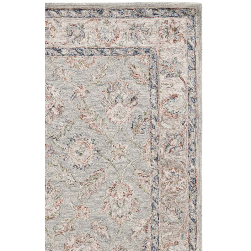 Georgiana Hand Tufted Wool/Cotton Oriental Rug in Grey/Rust, Square 6'