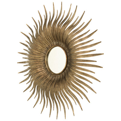 28.3" Metal Mirror With Gold Edge - Bedroom, Dressing Room, Hallway, Living Space Modern Decorative Flair Detailing Touch