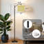 Lampe sur pied à arc avec abat-jour réglable rayé vert beige sur pied 3 températures de couleur à haut gradateur avec interrupteur au pied pour la chambre à coucher