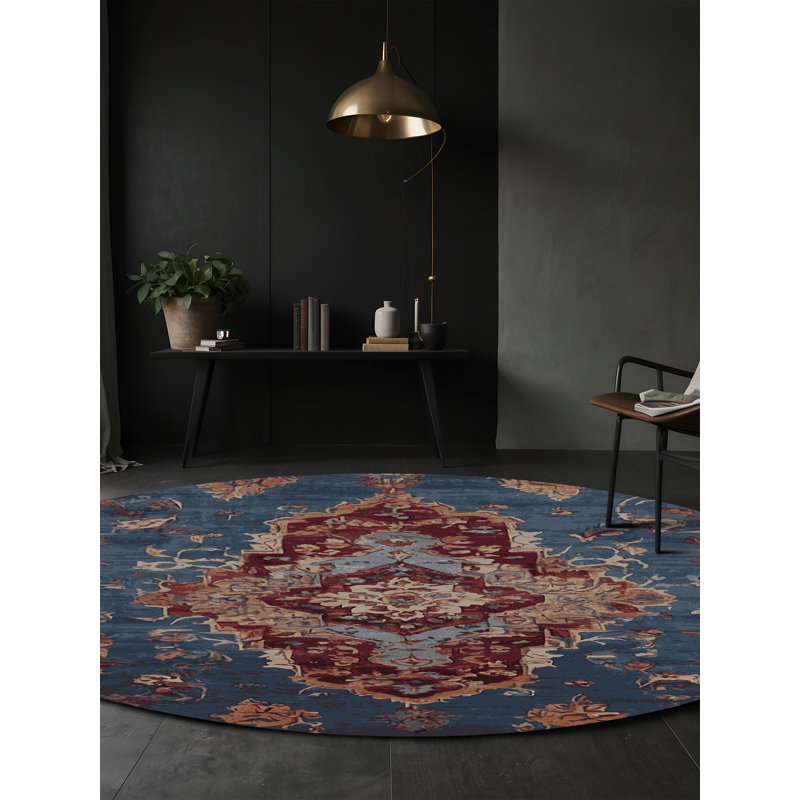 Tapis noir lavable à la machine, Rond 5 pi