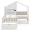 Lit maison avec canapé rembourré, lit maison avec station de charge, recharge sans fil, tablettes et deux tiroirs-635248670