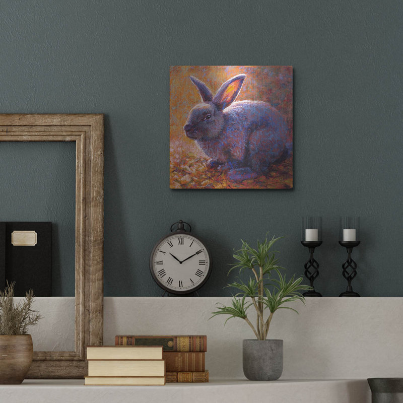 «Plum Bunny» par Rita Kirkman, art mural en métal, H 12 po x l 12 po