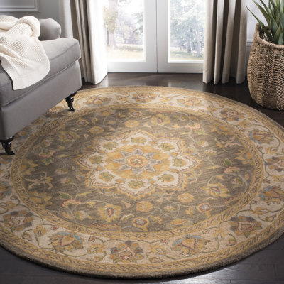 Tapis vert / taupe en laine touffeté à la main Cranmore