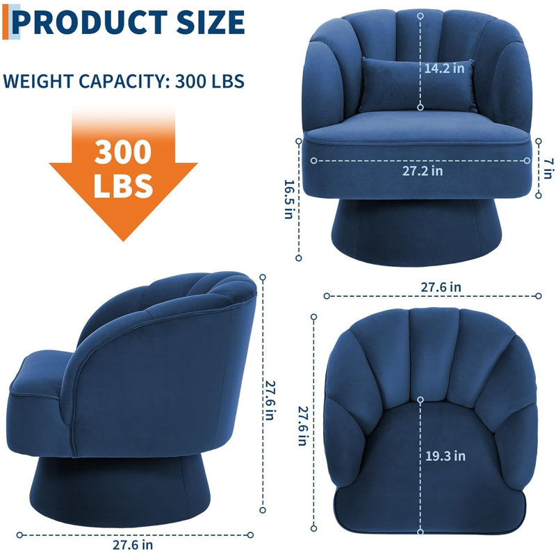 Upholstered Swivel Accent Chair, Navy