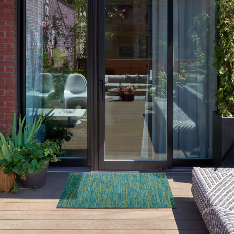 Tapis bleu / vert Nourison Essentials, Rectangle 2 pi x 4 pi